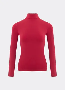 Бесшовный лонгслив с короткой горловиной LONG SLEEVE NECK Giulia (winterberry), красный