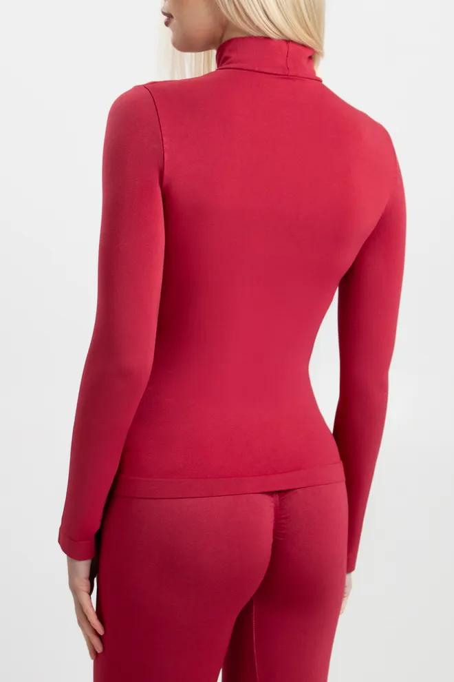 Бесшовный лонгслив с короткой горловиной LONG SLEEVE NECK Giulia (winterberry), красный