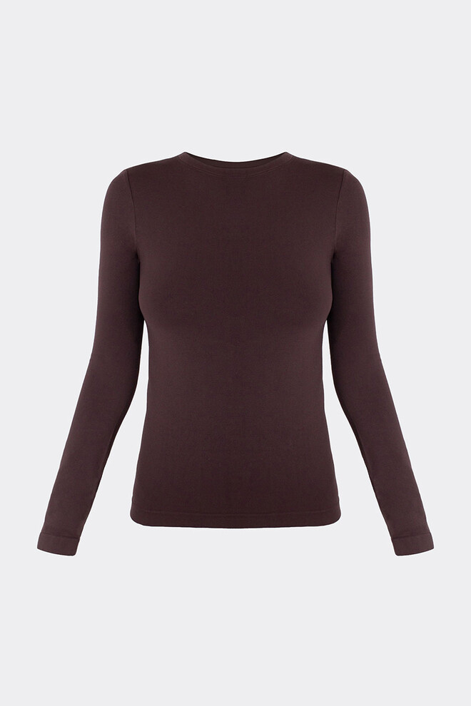 Бесшовный лонгслив LONGSLEEVE 01 Giulia (hot chocolate), коричневый