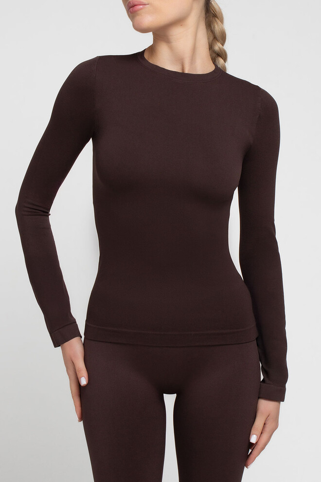 Бесшовный лонгслив LONGSLEEVE 01 Giulia (hot chocolate), коричневый