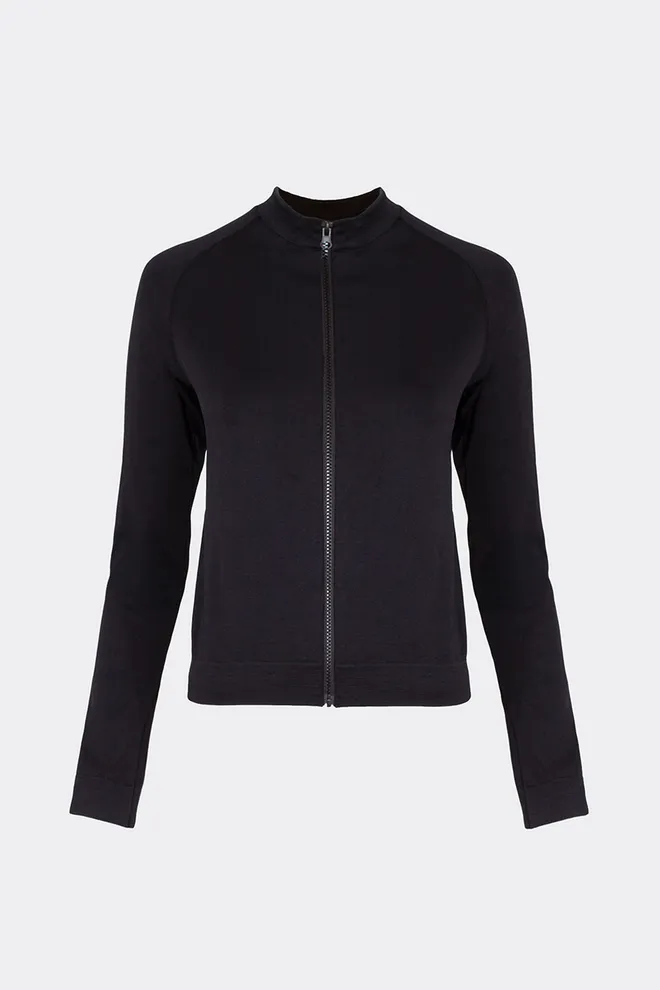 Безшовний лонгслів з блискавкою JACKET Giulia (black), чорний