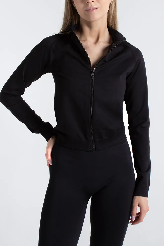 Безшовний лонгслів з блискавкою JACKET Giulia (black), чорний