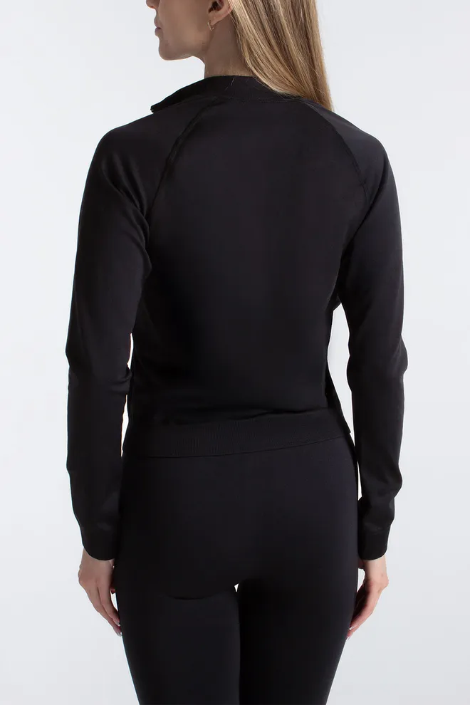 Безшовний лонгслів з блискавкою JACKET Giulia (black), чорний