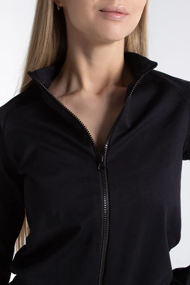 Безшовний лонгслів з блискавкою JACKET Giulia (black), чорний