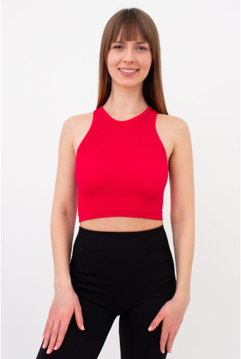Спортивный топ в рубчик PF HALTER TOP RIB Giulia (raspberry sorbed), красный Спортивный топ в рубчик PF HALTER TOP RIB Giulia (raspberry sorbed), красный