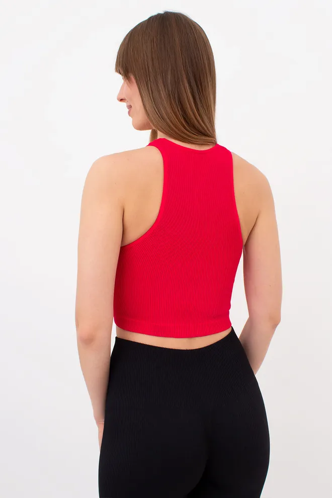 Спортивный топ в рубчик PF HALTER TOP RIB Giulia (raspberry sorbed), красный