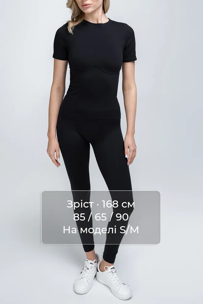 Бесшовная футболка с бра эффектом T-SHIRT BRA EFFECT Giulia (black), черный