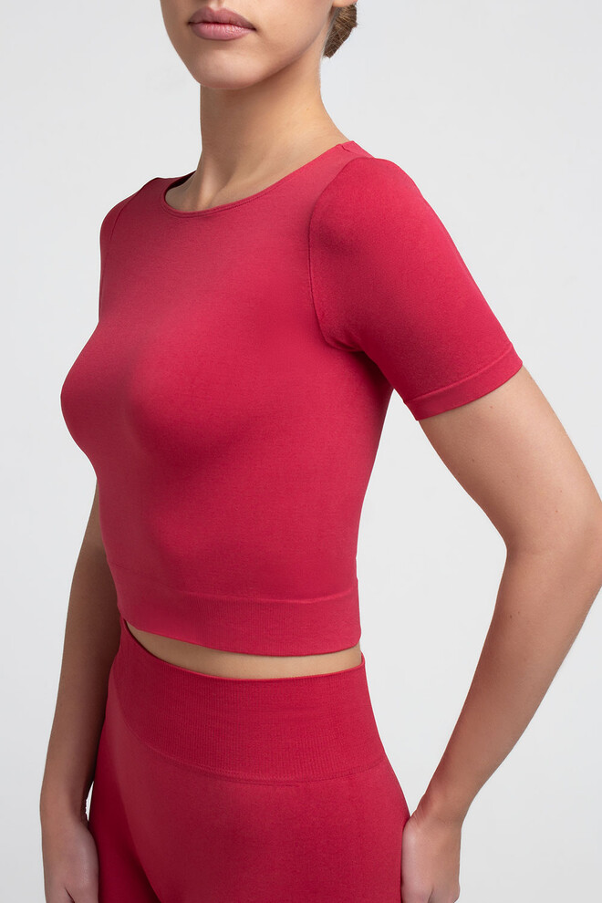 Топ з коротким рукавом CROP T-SHIRT Giulia (winterberry), червоний