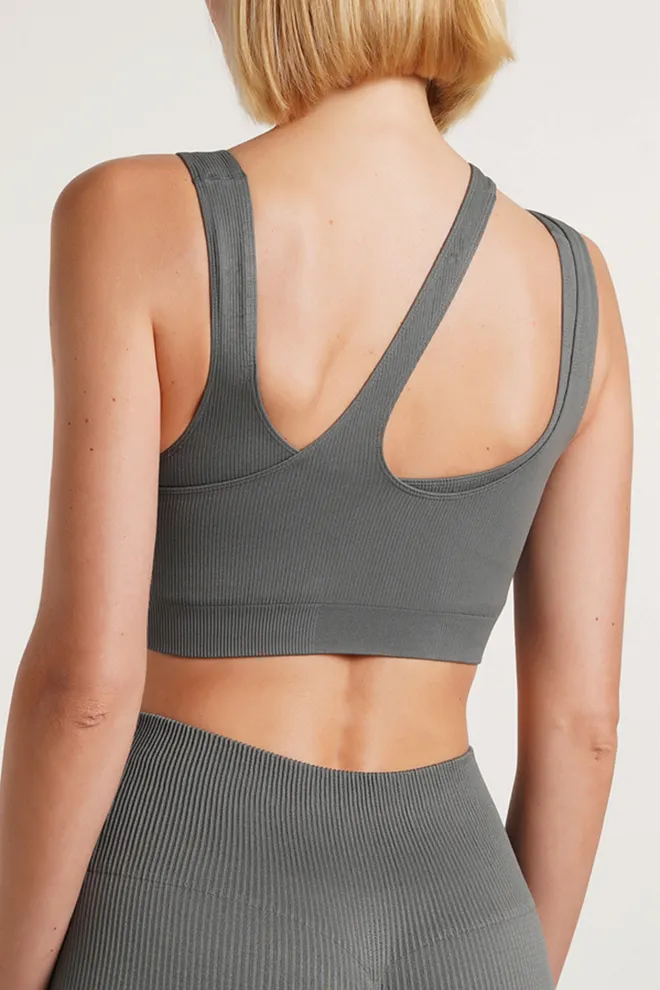 Топ с асимметричными бретелями IND TOP RIB GIULIA x Lichi by Lichi (graphite), серый