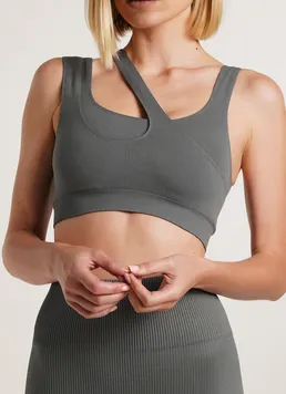 Топ с асимметричными бретелями IND TOP RIB GIULIA x Lichi by Lichi (graphite), серый