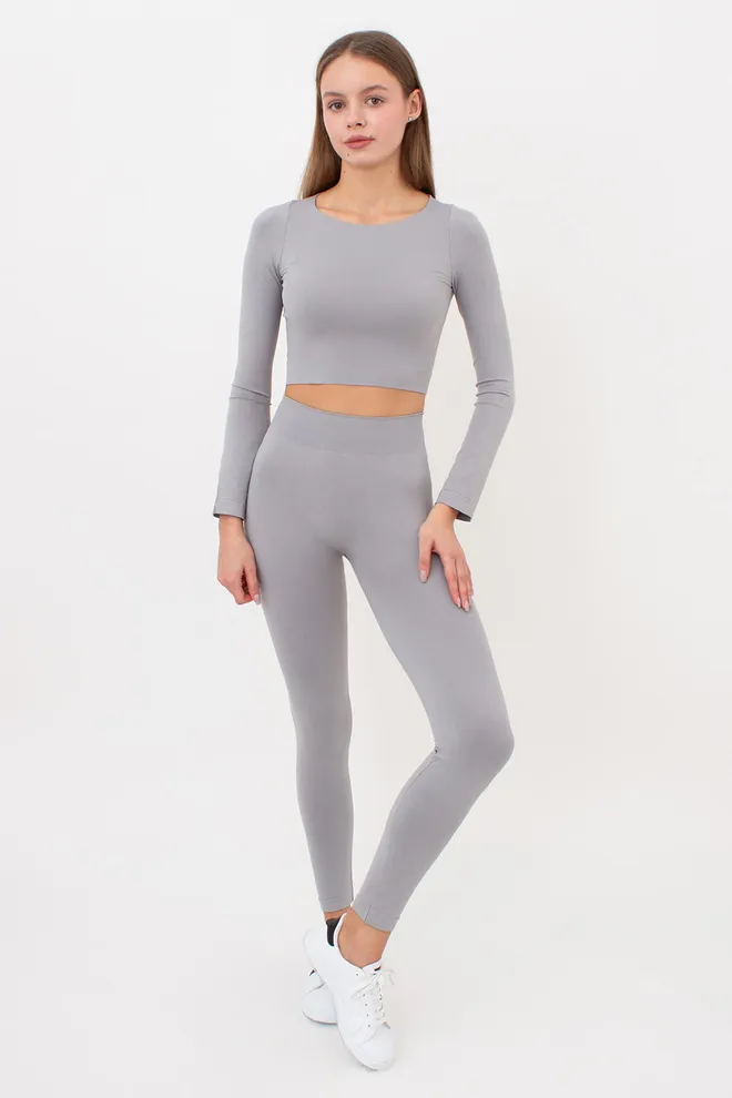 Топ укорочений з довгим рукавом CROP TOP Giulia (griffin), сірий