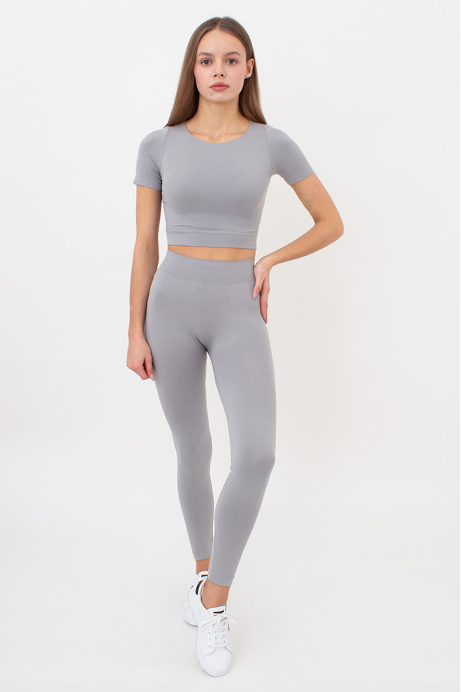 Топ с коротким рукавом и круглым вырезом CROP T-SHIRT Giulia (griffin), серый