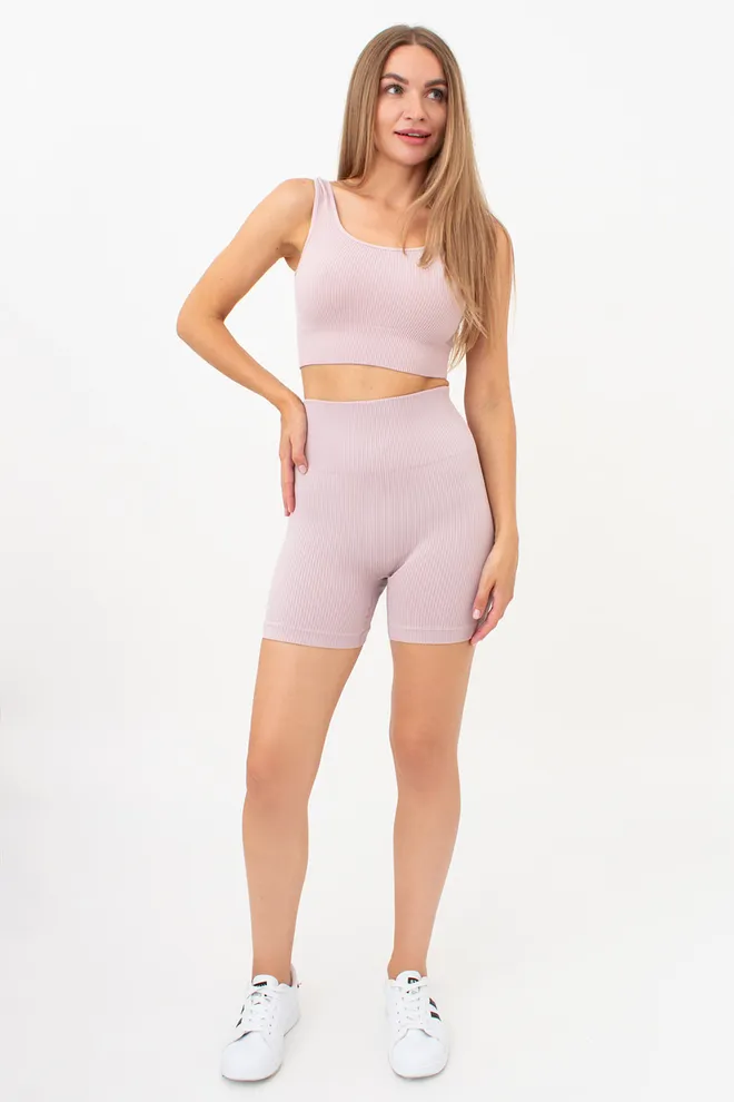 Жіночі безшовні шорти в рубчик з пуш-ап ефектом SHORTS RIB SHAPE Giulia (burnished lilac), рожевий
