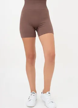 Женские бесшовные шорты в рубчик с пуш-ап эффектом SHORTS RIB SHAPE Giulia (deep taupe), коричневый