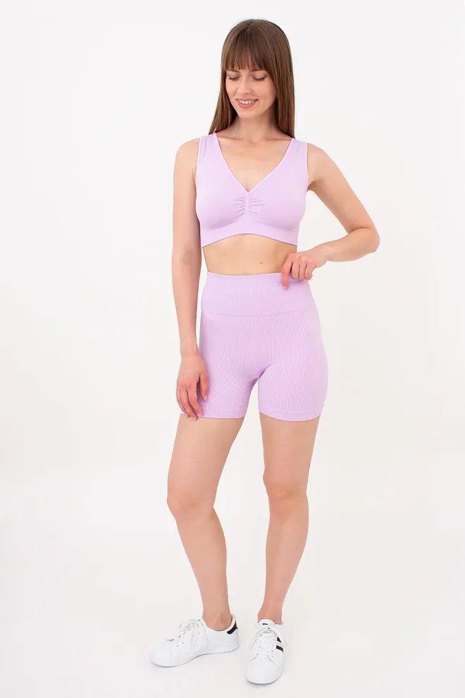 Жіночі безшовні шорти в рубчик з пуш-ап ефектом SHORTS RIB SHAPE Giulia (orchid bloom), фіолетовий