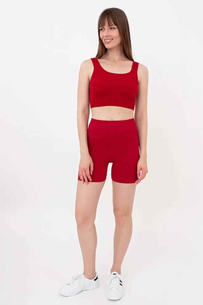 Жіночі безшовні шорти в рубчик з пуш-ап ефектом SHORTS RIB SHAPE Giulia (winery), бордовий