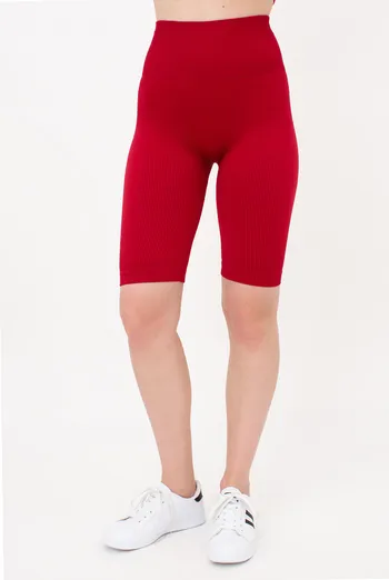 Жіночі безшовні велосипедки в рубчик з пуш-ап ефектом TRACKS RIB SHAPE Giulia (winery), бордовий