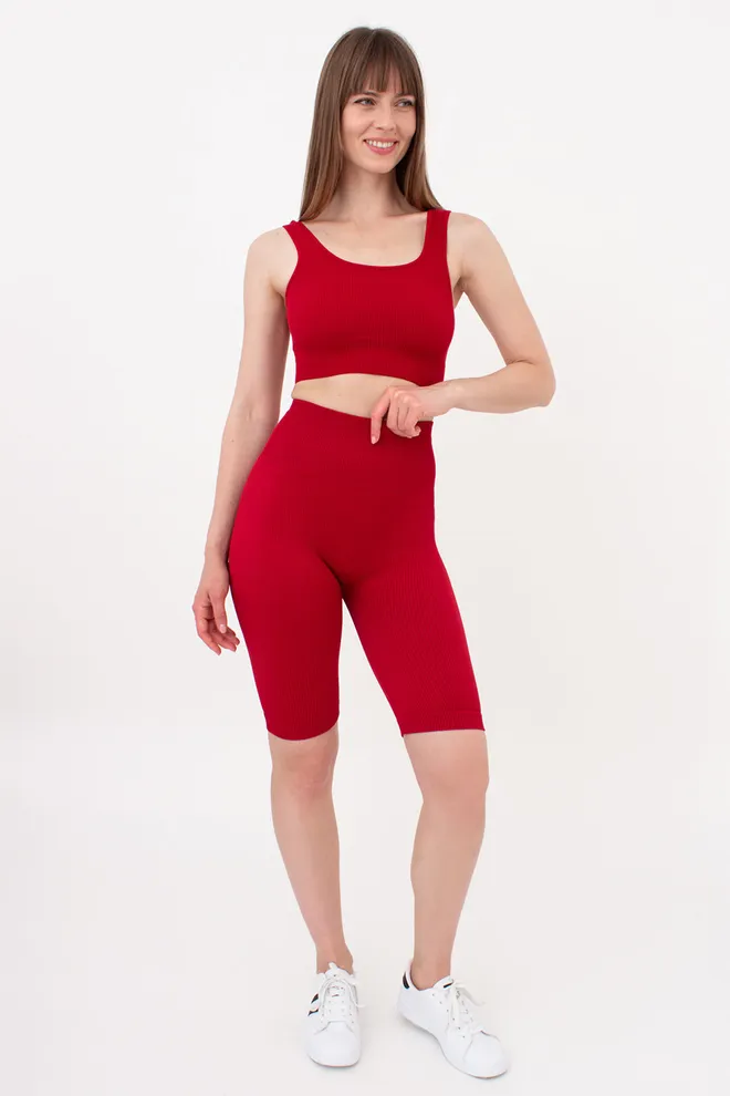 Жіночі безшовні велосипедки в рубчик з пуш-ап ефектом TRACKS RIB SHAPE Giulia (winery), бордовий