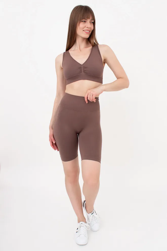 Жіночі велосипедки з пуш-ап ефектом безшовні TRACKS SHAPE Giulia (deep taupe), коричневий