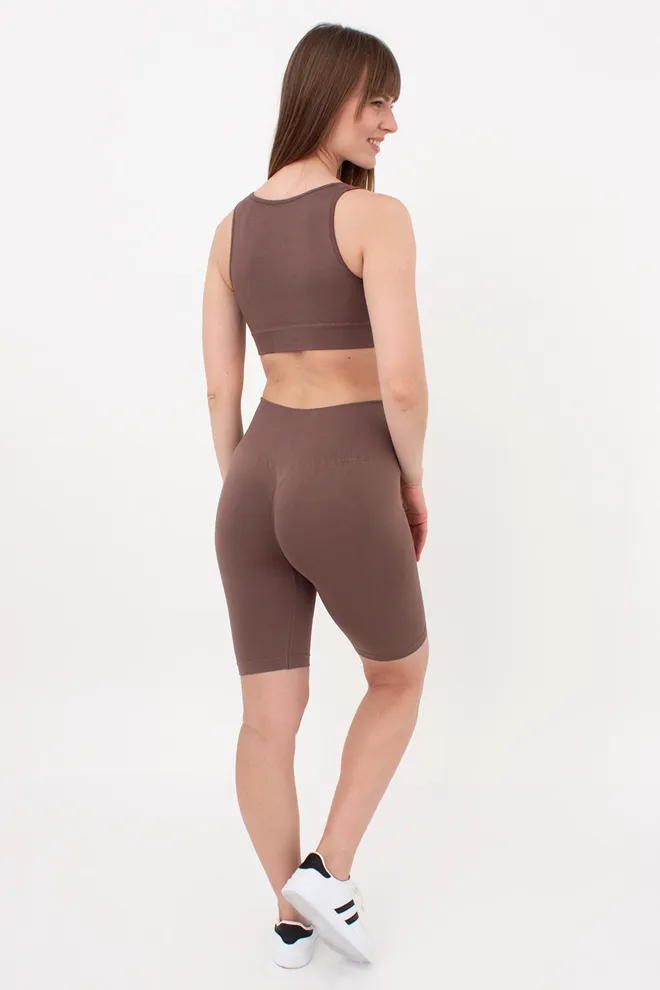 Жіночі велосипедки з пуш-ап ефектом безшовні TRACKS SHAPE Giulia (deep taupe), коричневий