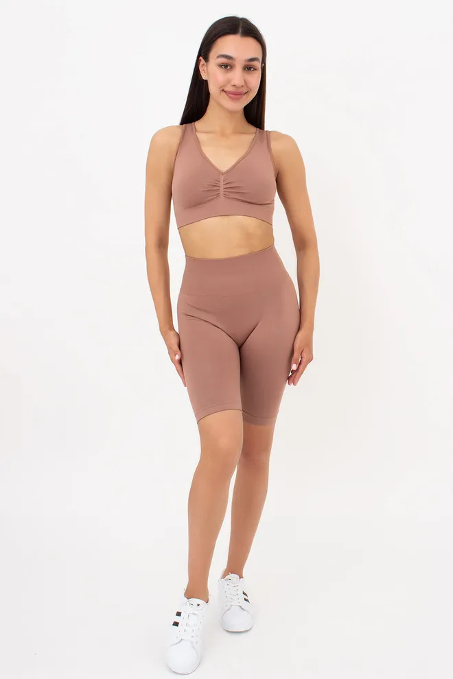 Жіночі велосипедки з пуш-ап ефектом безшовні TRACKS SHAPE Giulia (mokko), коричневий