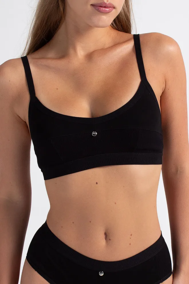 Хлопковый бюстгальтер-топ в рубчик URBAN RIB 4109/60 Giulia (black), черный