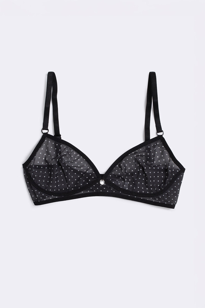 Бюстгальтер бралетт в горошек Glam 1611/40 Giulia (black dots), черный
