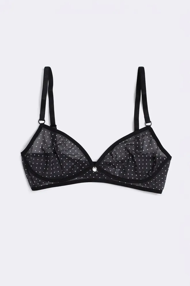 Бюстгальтер бралетт в горошек Glam 1611/40 Giulia (black dots), черный