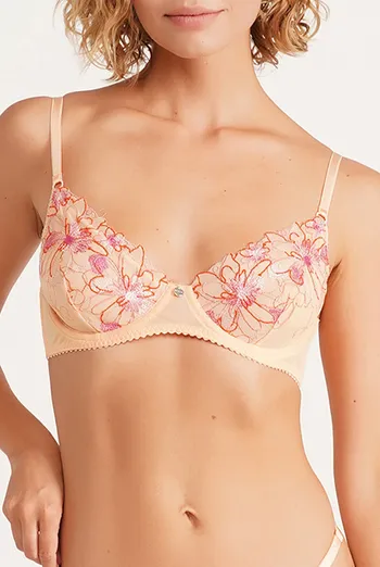 Бюстгальтер из сетки с цветочной вышивкой RAVENNA 1616/41 Giulia (peach), оранжевый Бюстгальтер из сетки с цветочной вышивкой RAVENNA 1616/41 Giulia (peach), оранжевый