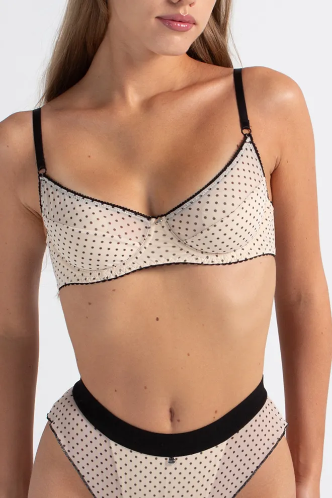 Бюстгальтер в горошек Glam 1001/40 Giulia (beige dots), бежевый