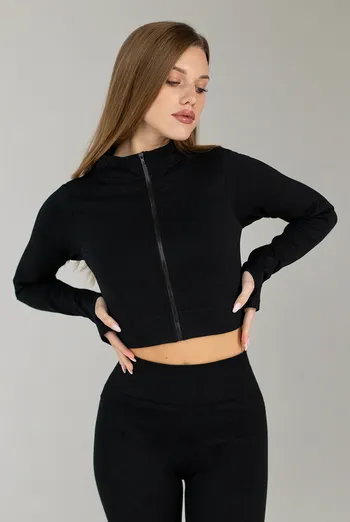 Кроп-кофта на блискавці FLEX CROP «Zip-Up Active» Flexit (black), чорний
