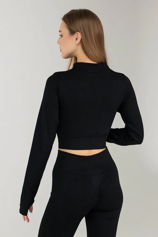 Кроп-кофта на блискавці FLEX CROP «Zip-Up Active» Flexit (black), чорний