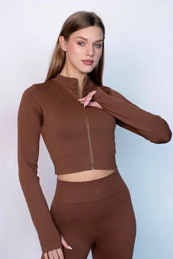 Кроп-кофта на молнии FLEX CROP «Zip-Up Active» Flexit (coffee), коричневий Кроп-кофта на молнии FLEX CROP «Zip-Up Active» Flexit (coffee), коричневий