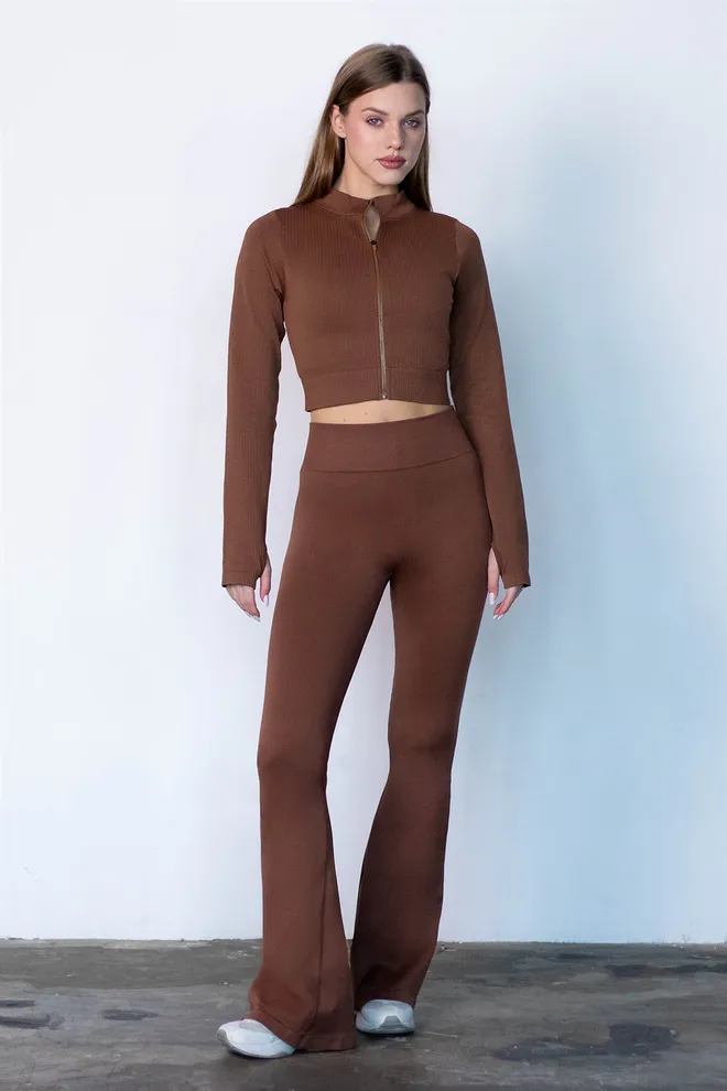 Кроп-кофта на молнии FLEX CROP «Zip-Up Active» Flexit (coffee), коричневий