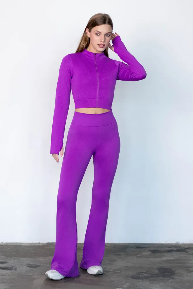 Кроп-кофта на молнии FLEX CROP «Zip-Up Active» Flexit (dark purple), фиолетовый
