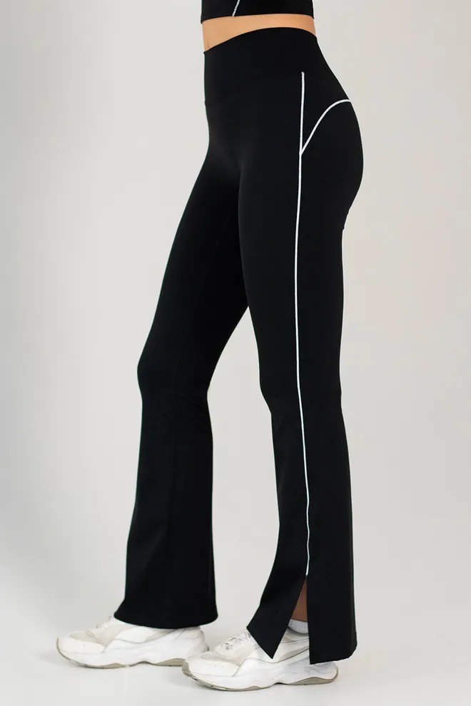 Легінси з окантовкою FLEX FLARED PANTS «Retro Stripe» Flexit (black), чорний