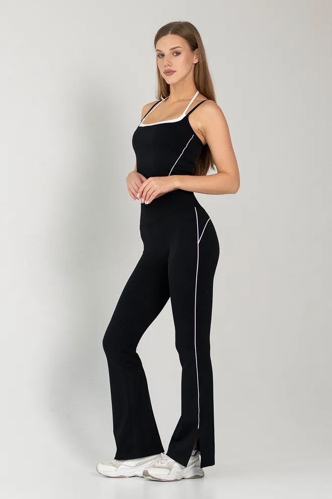 Легінси з окантовкою FLEX FLARED PANTS «Retro Stripe» Flexit (black), чорний