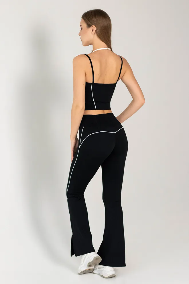 Легінси з окантовкою FLEX FLARED PANTS «Retro Stripe» Flexit (black), чорний