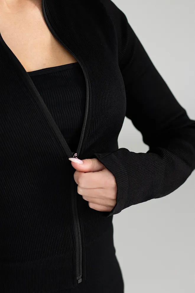 Лонгслів на блискавці FLEX LONGSLEEVE «Bare» Flexit (black), чорний