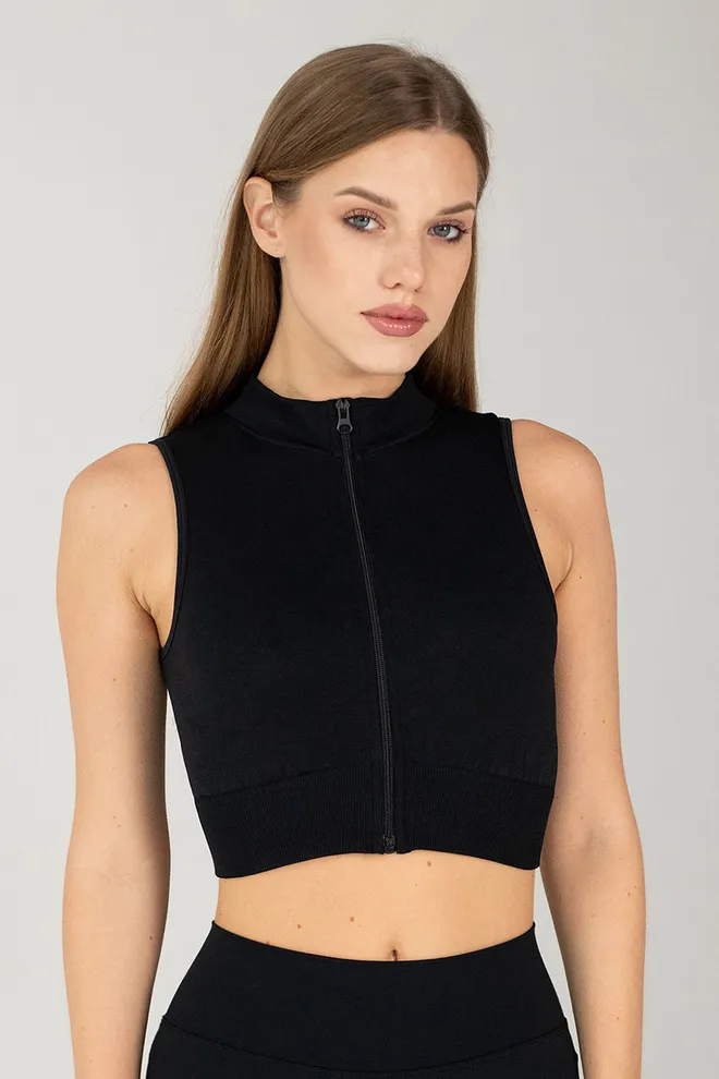 Топ-майка на молнии FLEX TOP "Turbo Zip" Flexit (black), черный