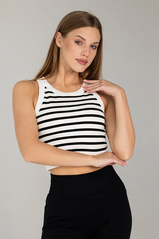 Кроп-топ в полоску Flex top "Strip" Flexit (white/black), белый/черный