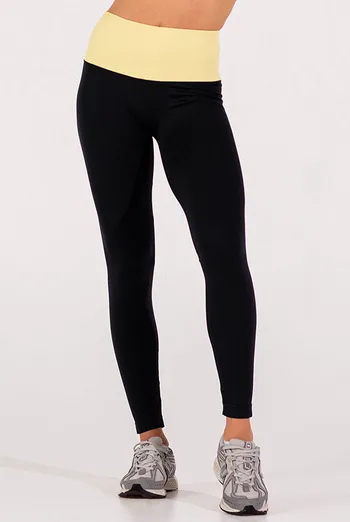 Леггинсы с push-up эффектом FLEXING LEGGINGS GLAM Flexit (black/lemon grass), черный/желтый