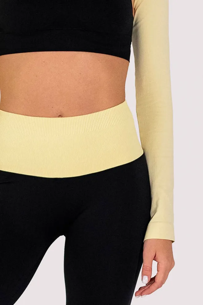 Леггинсы с push-up эффектом FLEXING LEGGINGS GLAM Flexit (black/lemon grass), черный/желтый