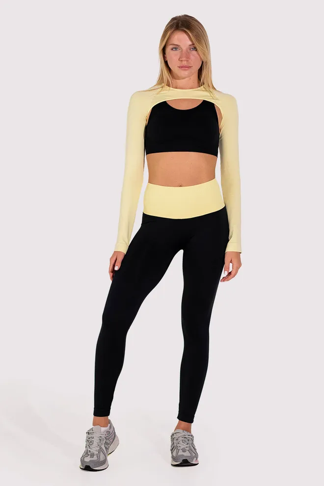 Леггинсы с push-up эффектом FLEXING LEGGINGS GLAM Flexit (black/lemon grass), черный/желтый