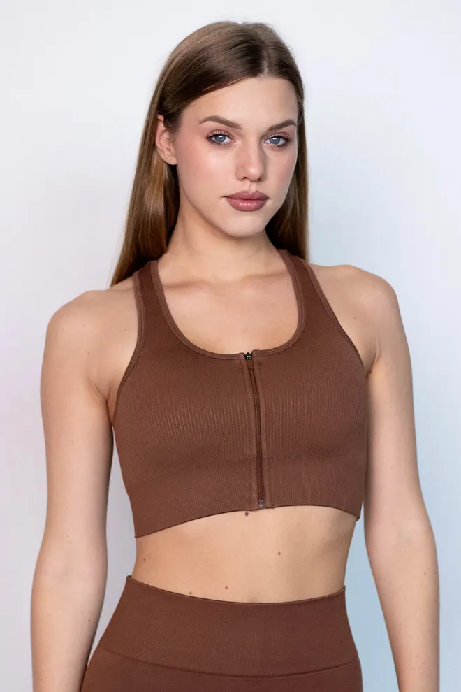 Топ-борцовка на блискавці FLEX TOP «Zip-Up Active» Flexit (coffee), коричневий
