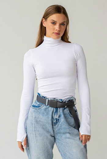 Водолазка в рубчик PFB FLEX LONGSLEEVE POWER Flexit (white), білий Водолазка в рубчик PFB FLEX LONGSLEEVE POWER Flexit (white), білий