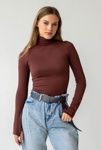 Водолазка в рубчик PFB FLEX LONGSLEEVE POWER Flexit (hot chocolate), коричневий Водолазка в рубчик PFB FLEX LONGSLEEVE POWER Flexit (hot chocolate), коричневий