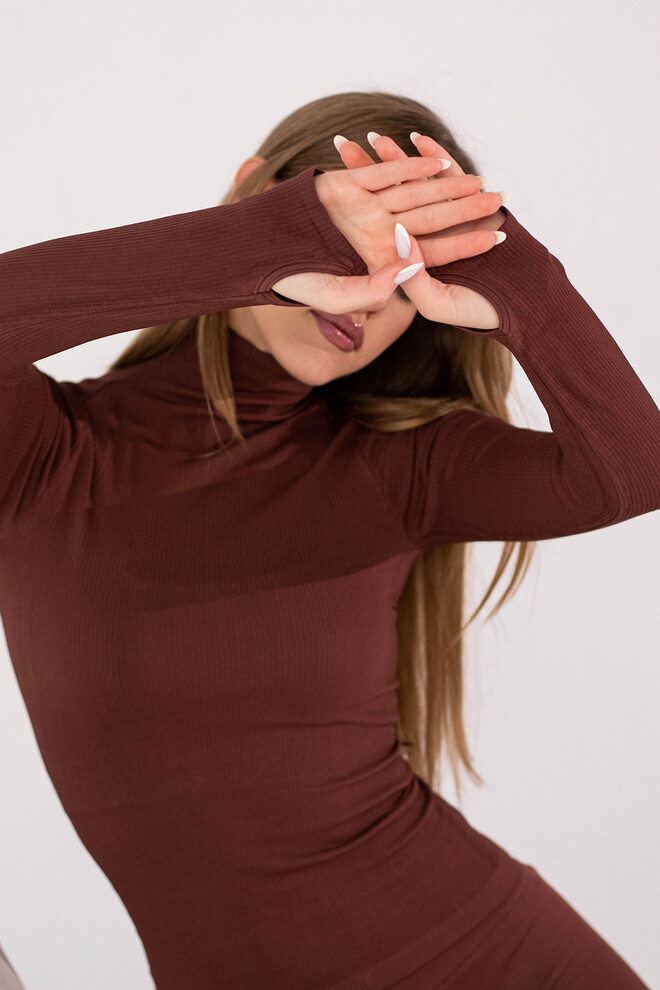 Водолазка в рубчик PFB FLEX LONGSLEEVE POWER Flexit (hot chocolate), коричневий