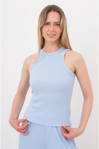 Жіноча майка з бавовни в рубчик RIB 3814/010 Giulia (light blue), блакитний Жіноча майка з бавовни в рубчик RIB 3814/010 Giulia (light blue), блакитний