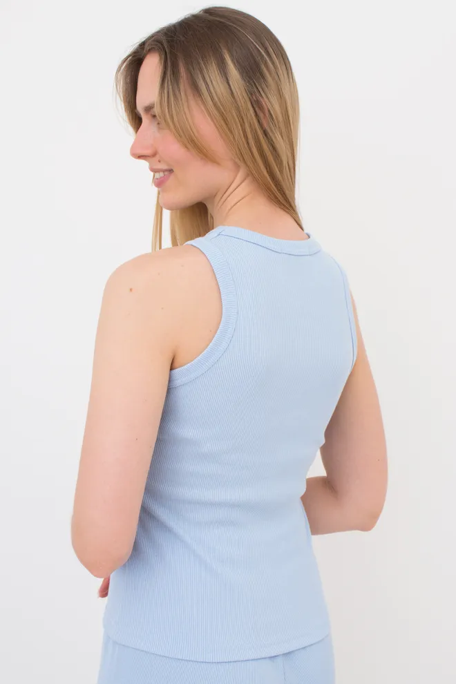Жіноча майка з бавовни в рубчик RIB 3814/010 Giulia (light blue), блакитний